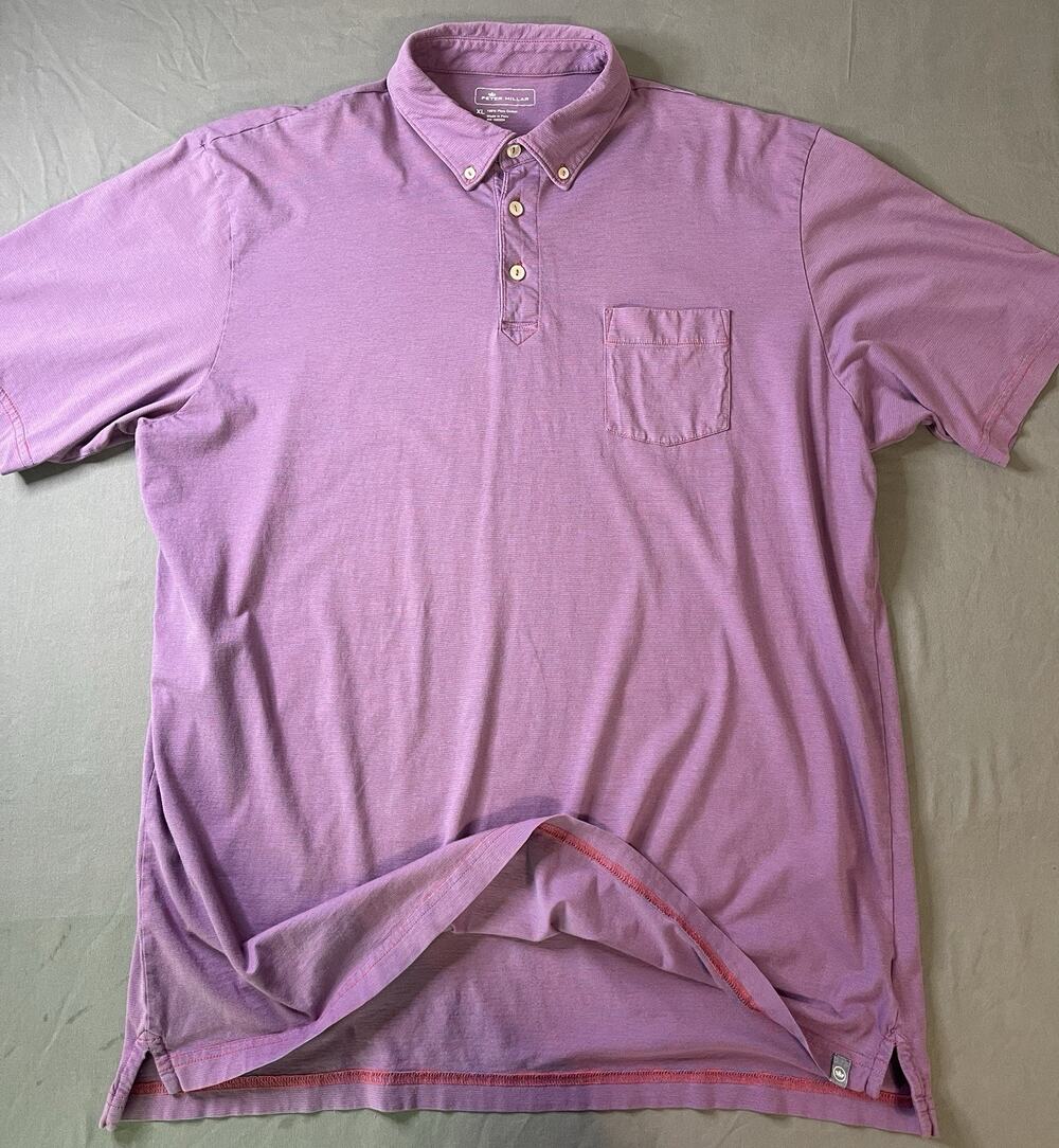 Peter Millar Seaside Wash Polo Shirt Purple Men’s XL Pocket Excellent Cond